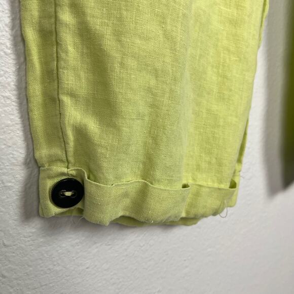 Habitat Women's Size XL 100% Linen Lime Green Cropped Pull On Pants Lagenlook - Picture 6 of 9